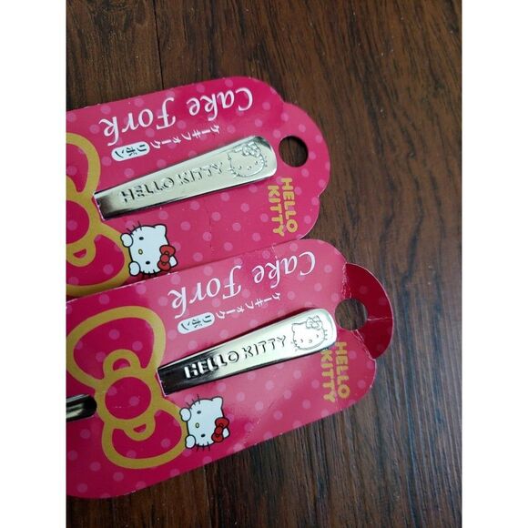 NWT Hello Kitty Chic Edgy Kawaii Cute Stainless Steel Dessert Fork Set 5in - Picture 3 of 3